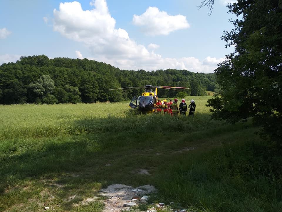 Śmigłowiec zabrał poparzonego mężczyznę
