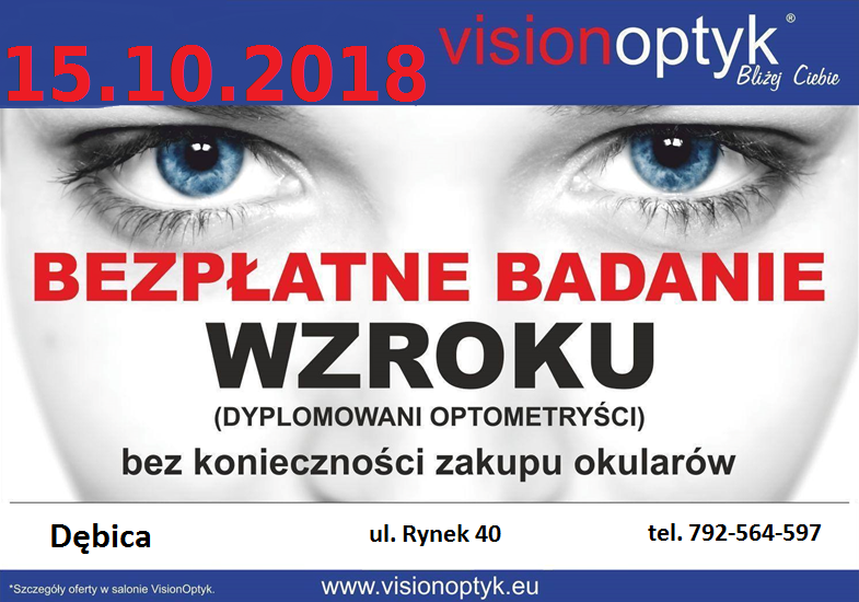 BEZPŁATNE BADANIE WZROKU 15 PAŹDZIERNIKA W VISIONOPTYK!
