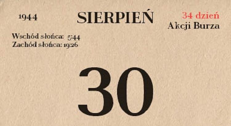 73. rocznica Akcji Burza - 30 sierpnia 1944