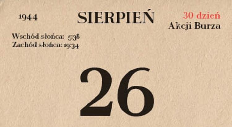 73. rocznica Akcji Burza - 26 sierpnia 1944
