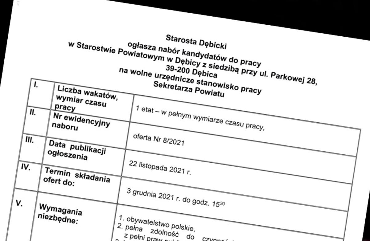 Kto zastąpi Michała Prażaka? Powiat szuka sekretarza