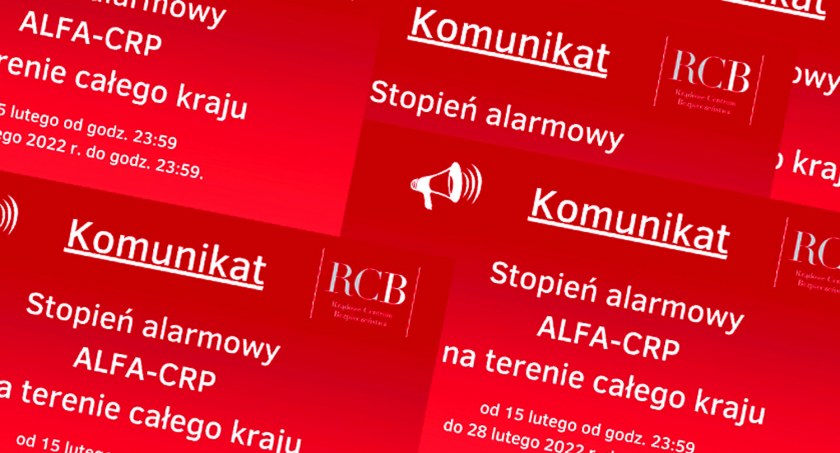 Uwaga! Pierwszy stopień alarmowy na terenie całego kraju