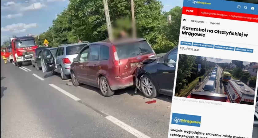 Mrągowo: Sprawca karambolu z lipca 2023 usłyszał zarzuty