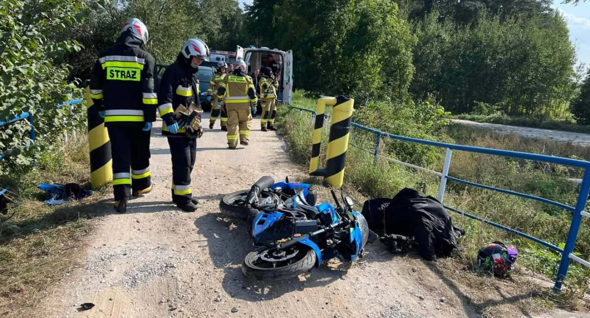 Wypadek motocyklisty na Kanale Tałckim. Szybka interwencja jednostek ratowniczych