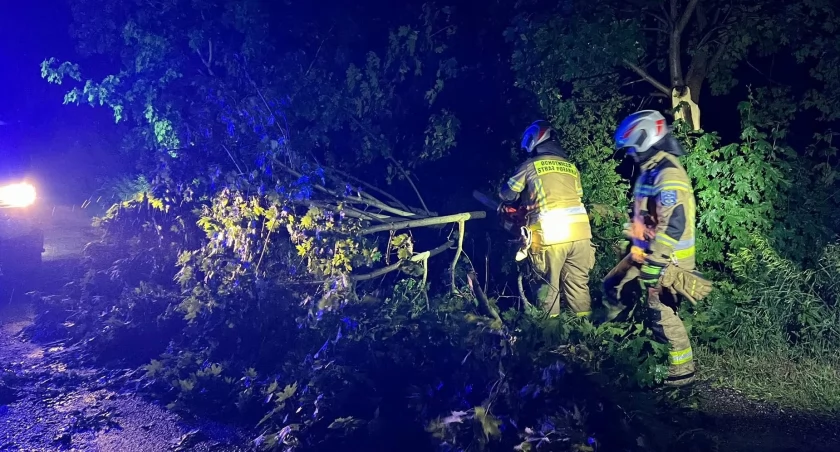 Burzowa noc w powiecie mrągowskim – strażacy w akcji