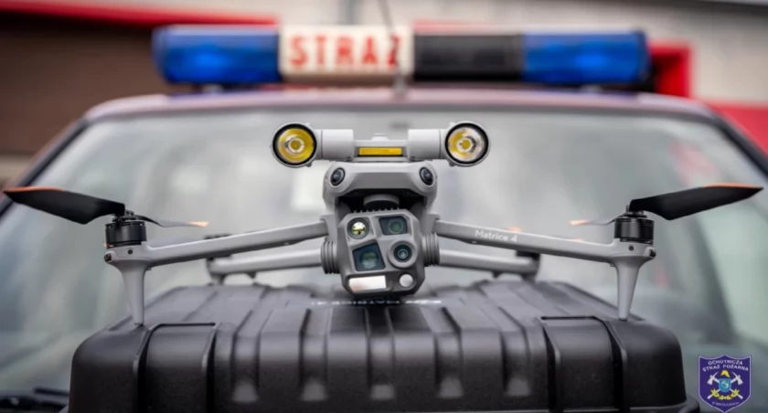 Druhowie OSP Mikołajki pochwalili się nowym sprzętem. To dron z kamerą termowizyjną