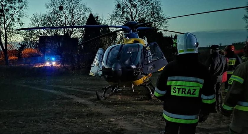 Wypadek na trasie Boże - Ryn: motocyklista przetransportowany śmigłowcem LPR [AKTUALIZACJA]