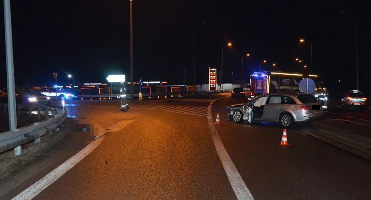 Wypadek w Wysokich: Dwie osoby ranne po zderzeniu Audi na skrzyżowaniu