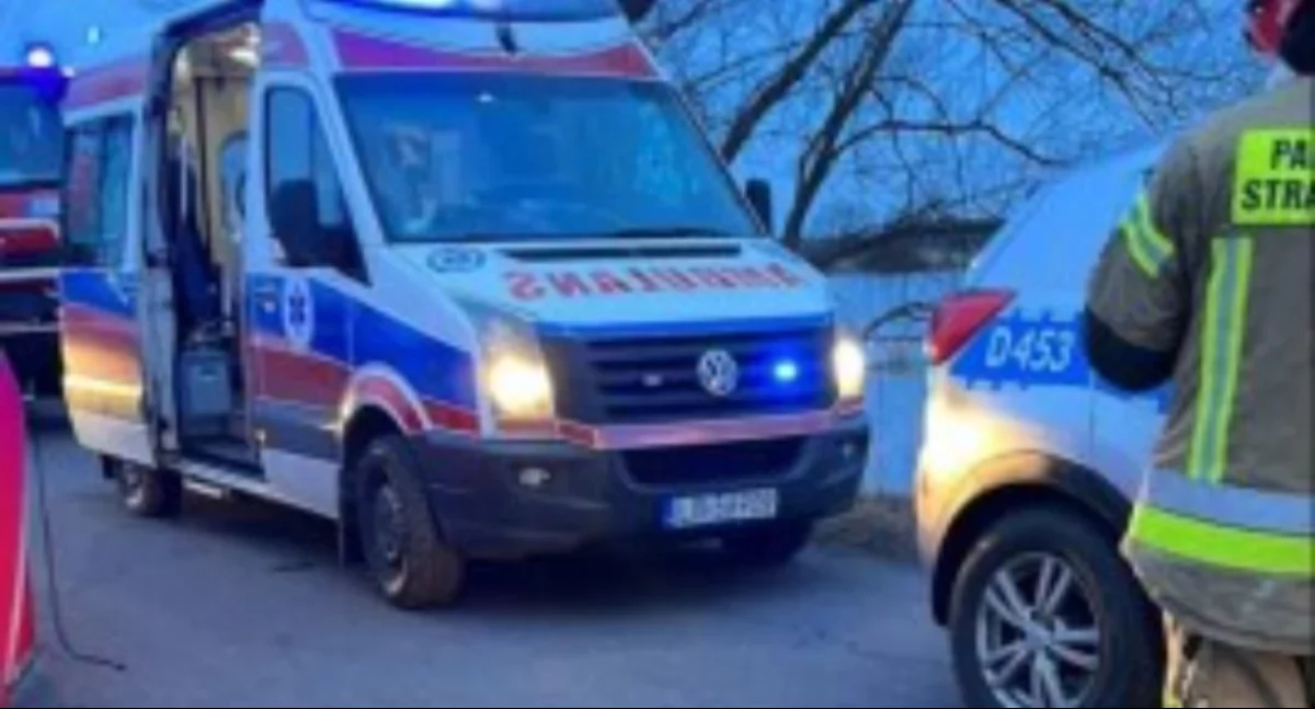 Pęknięta opona i wypadnięcie z drogi! Dwie osoby trafiły do szpitala po zdarzeniu na DK2 w Tłuśćcu