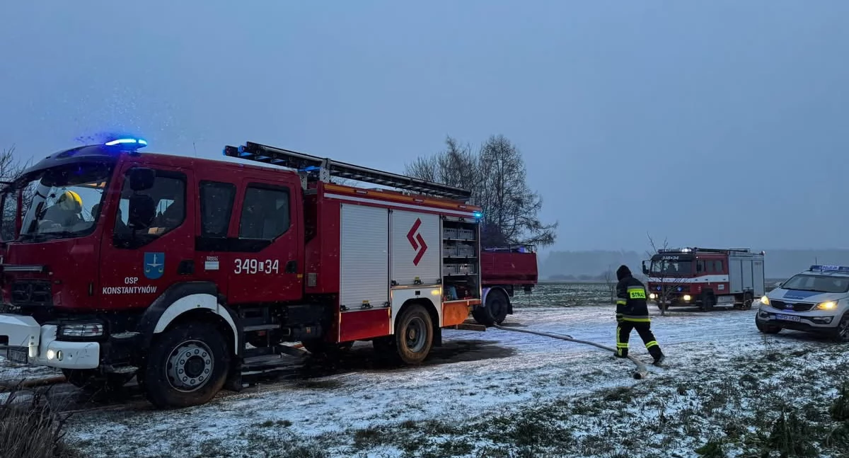 Pożar garaży w Gnojnie. 6 jednostek Straży w akcji 