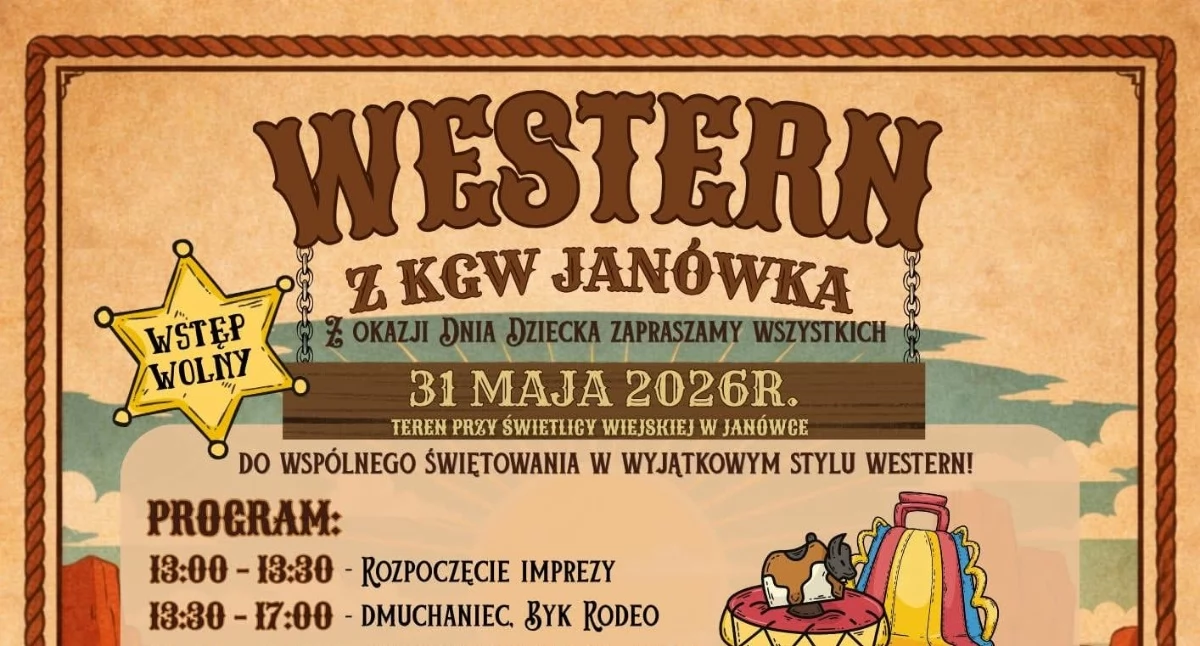 Dziki Zachód w Janówce! Kowbojski Dzień Dziecka pełen atrakcji z Kołem Gospodyń Wiejskich