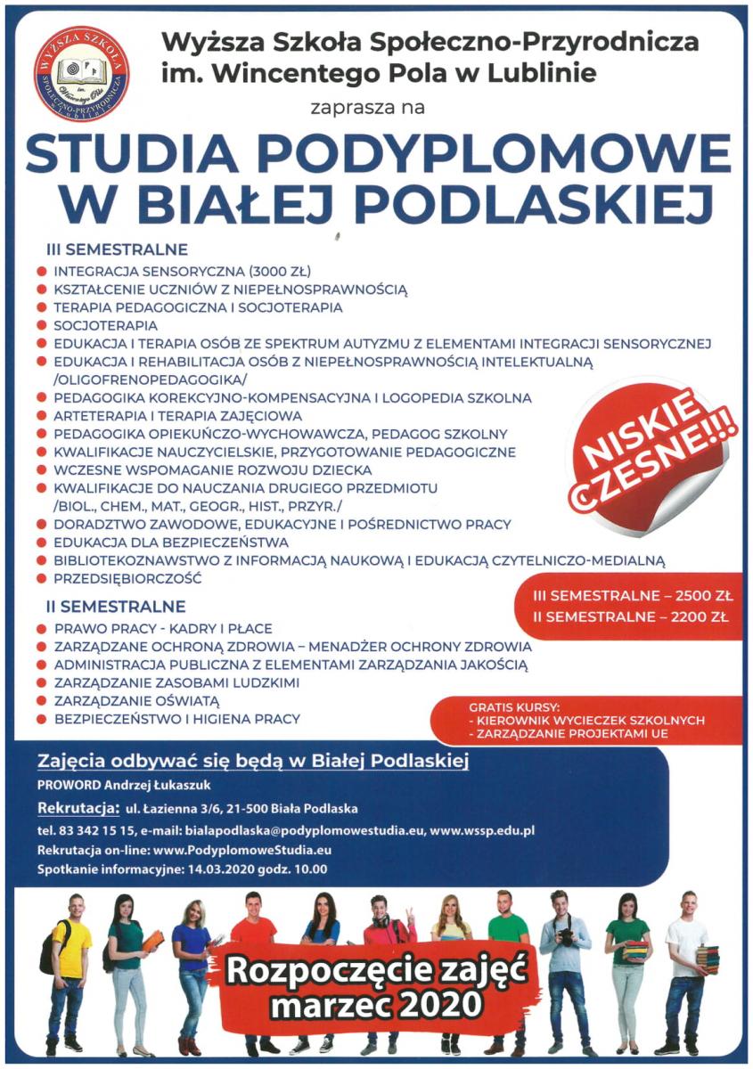 Studia Podyplomowe Wyższa Szkoła Społeczno-Przyrodnicza