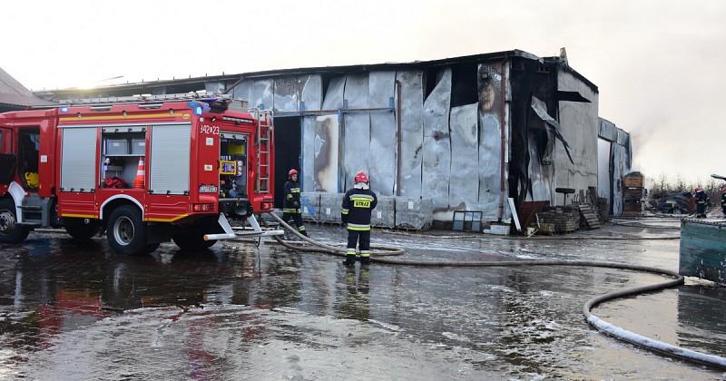 Pożar w przechowalni owoców. Walka z żywiołem trwała ponad 9 godzin