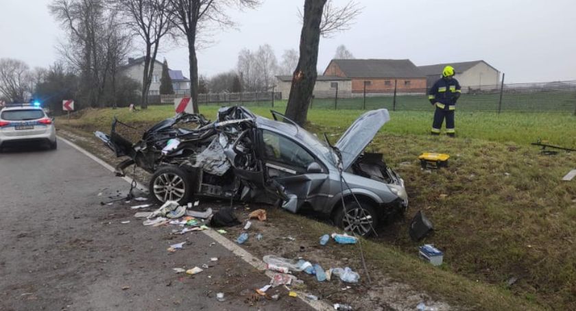 Wypadek w Komarnie. Samochód uderzył w drzewo, kierująca była pijana.