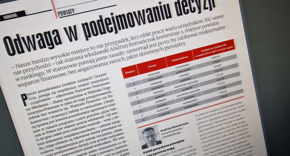 Powiat na trzecim miejscu w kraju. Pismo samorządowe oceniło powiaty, miasta i gminy