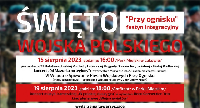 Zaproszenia na Święto Wojska Polskiego w Parku w Łukowie! 