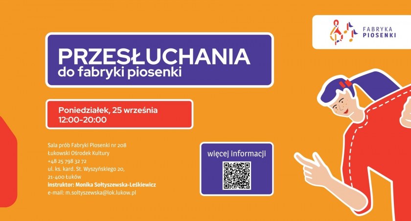 Zapisz swoją pociechę na zajęcia wokalne w Fabryce Piosenki ŁOK (ZAPROSZENIE) 
