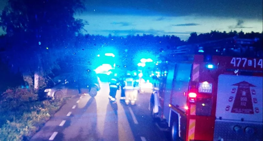 Wypadek w Woli Okrzejskiej. Osobówka uderzyła w drzewo (ZDJĘCIA) 
