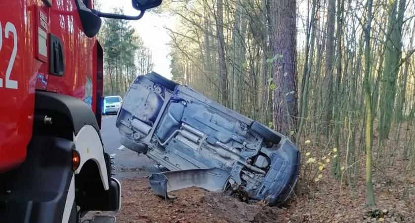 Skoda zatrzymała się na drzewie. Trzy osoby w szpitalu! 