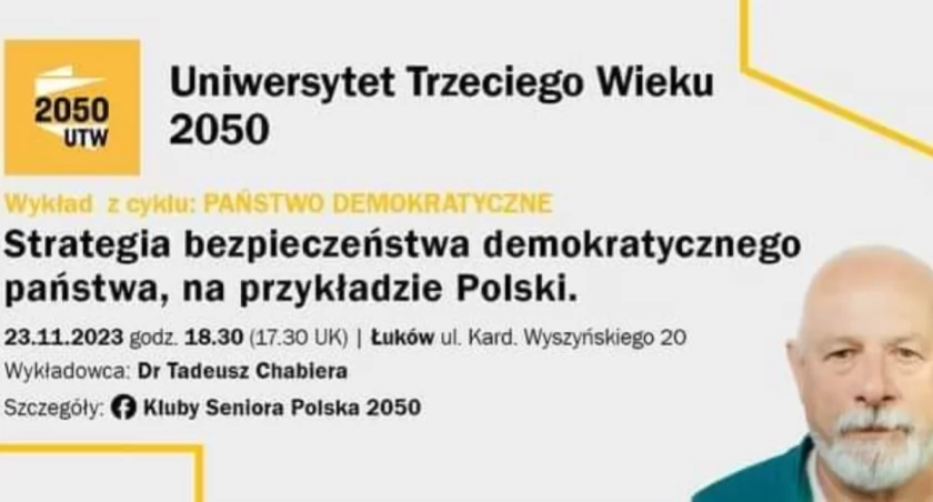Rozważania o Bezpieczeństwie Demokratycznego Państwa podczas wykładu Dr. Tadeusza Chabiery w Łukowskim Ośrodku Kultury