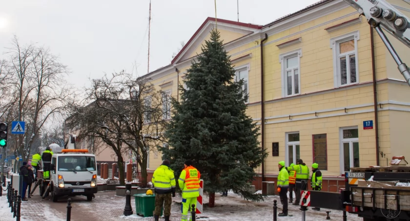 W Łukowie czuć już Święta. Choinki pod Urzędem Miasta oraz na Placu Solidarności i Wolności.