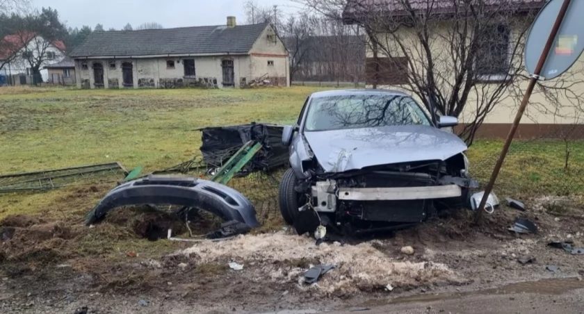 Pijany kierowca Audi z powiatu łukowskiego wjechał w ogrodzenie!