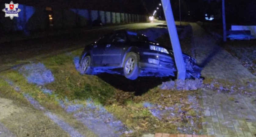 13-latek za kierownicą osobówki wjechał w słup.