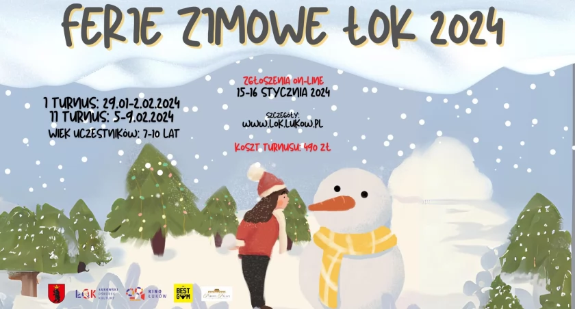 Łukowski Ośrodek Kultury  zaprasza na Ferie 2024 