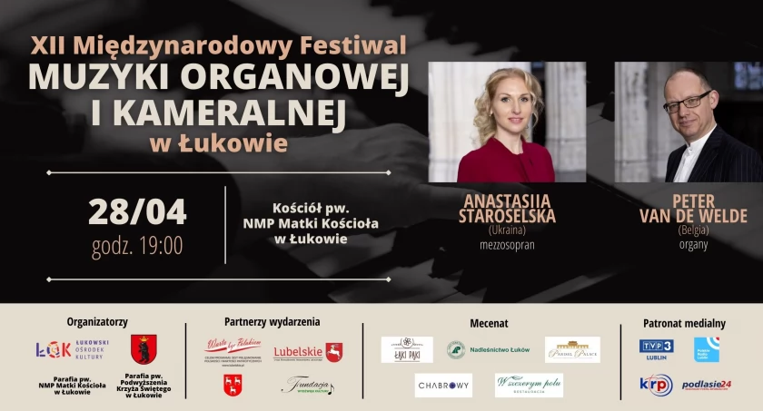Łukowski Ośrodek Kultury zaprasza na 2. koncert XII Międzynarodowego Festiwalu Muzyki Organowej i Kameralnej w Łukowie,