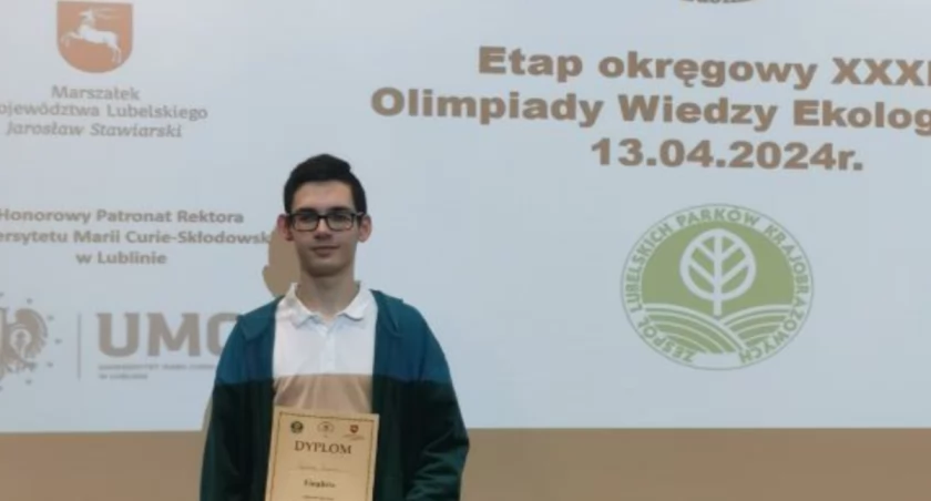 Krystian Onopiuk z Łukowa na podium XXXIX Ogólnopolskiej Olimpiady Wiedzy Ekologicznej