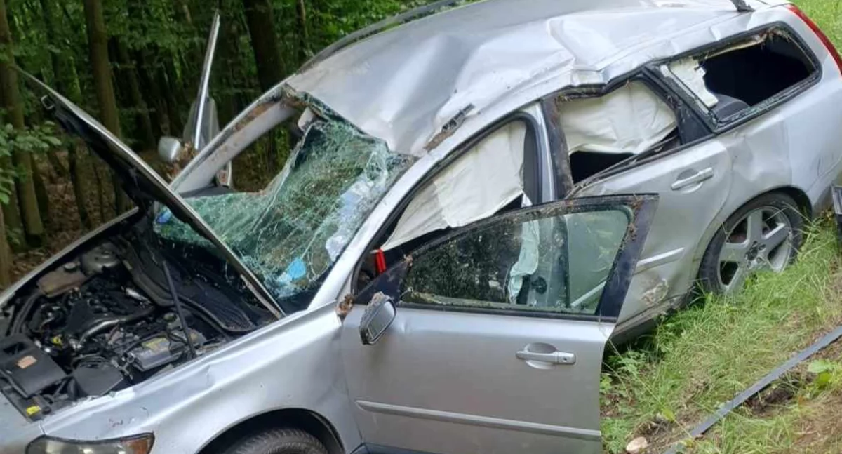 Wypadek w lesie Kryńszczak na trasie Łuków - Siedlce