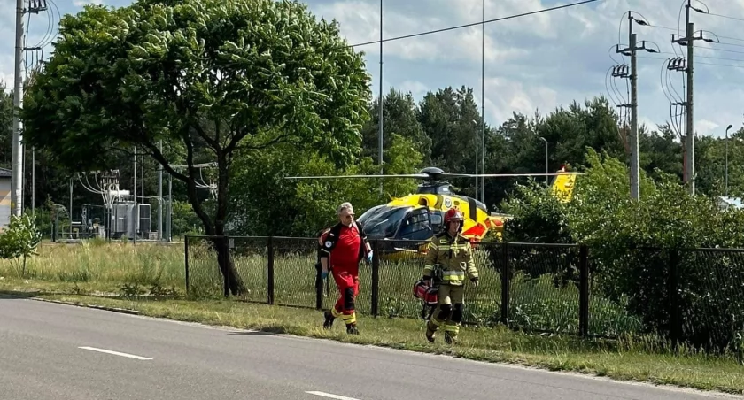 Wyjazd OSP KSRG Krzywda do zabezpieczenia lądowania Śmigłowca LPR