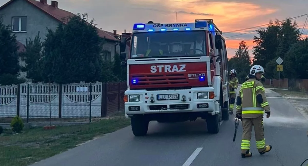 Plama na drodze w Krynce. Zawyły syreny! 