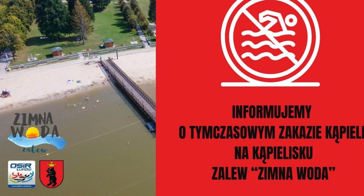 Zakaz kąpieli na Zalewie Zimna Woda w Łukowie - sprawdź, dlaczego! 