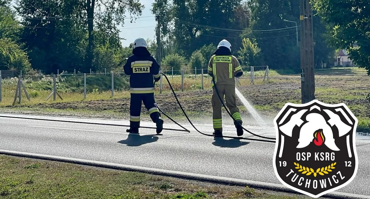 Plama oleju na jezdni! Szybka reakcja służb uratowała sytuację na DW 807!