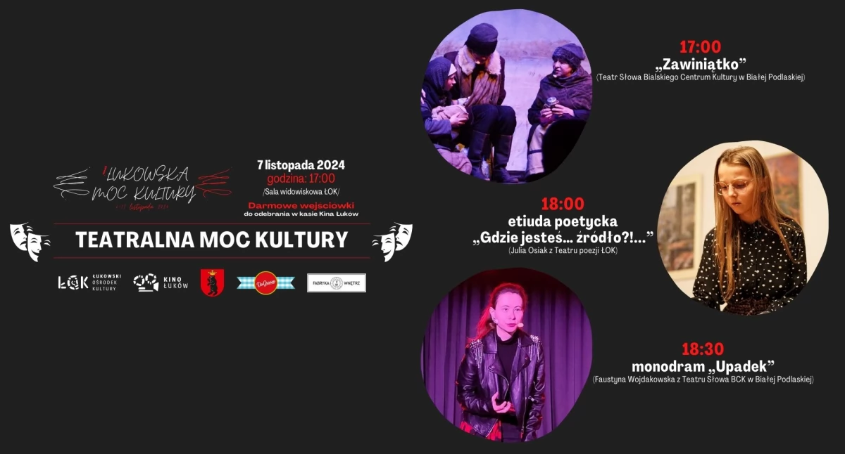 Teatralna Moc Kultury. Wyjątkowe przedstawienia już w czwartek w Łukowskim Ośrodku Kultury!