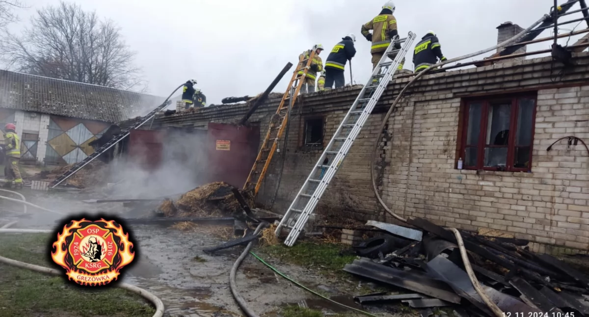 Pożar stodoły w gminie Łuków. Osiem jednostek straży w akcji