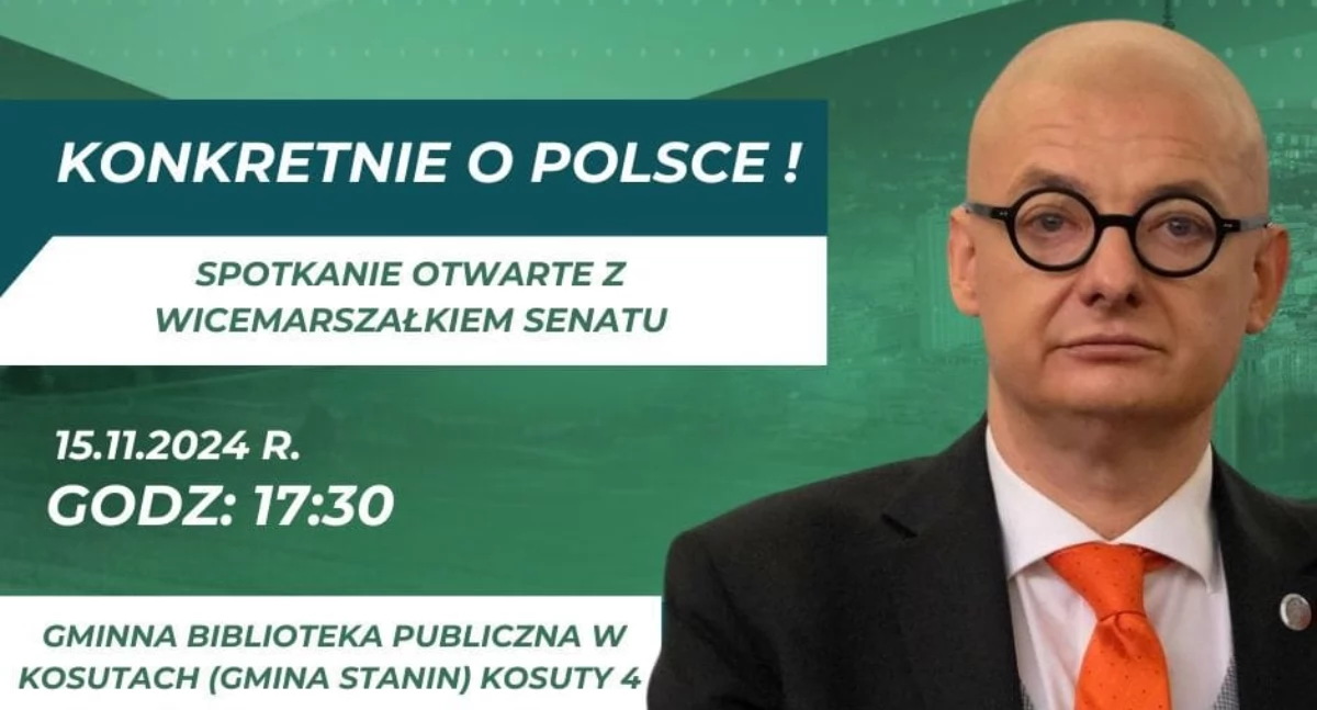 Michał Kamiński odwiedzi powiat łukowski! Wicemarszałek Senatu spotka się z mieszkańcami w Kosutach
