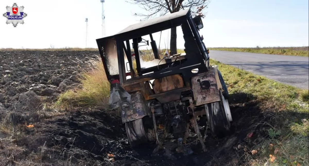 Imprezowy rajd ciągnikiem! 20-latek ukradł traktor i… spalił go w rowie