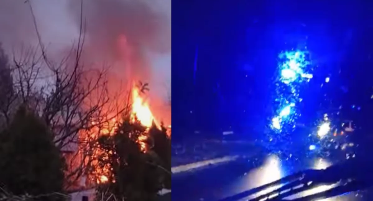 Dym nad Łukowem. Pożar drewnianej altany, mamy wideo z akcji strażaków