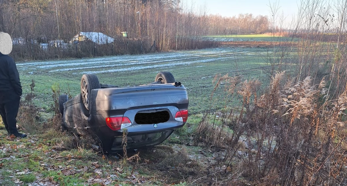 Znamy szczegóły porannego wypadku w gminie Łuków! Dachowanie BMW, kobieta w szpitalu