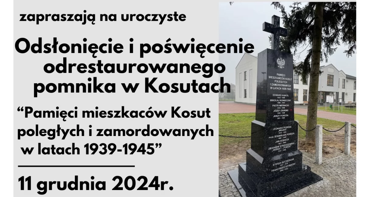 Gmina Stanin zaprasza na uroczystość poświęcenia odrestaurowanego pomnika w Kosutach