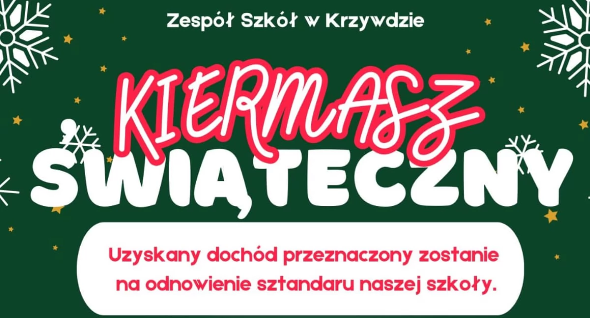 Kiermasz świąteczny w Krzywdzie. Przyjdź i wesprzyj lokalną szkołę!
