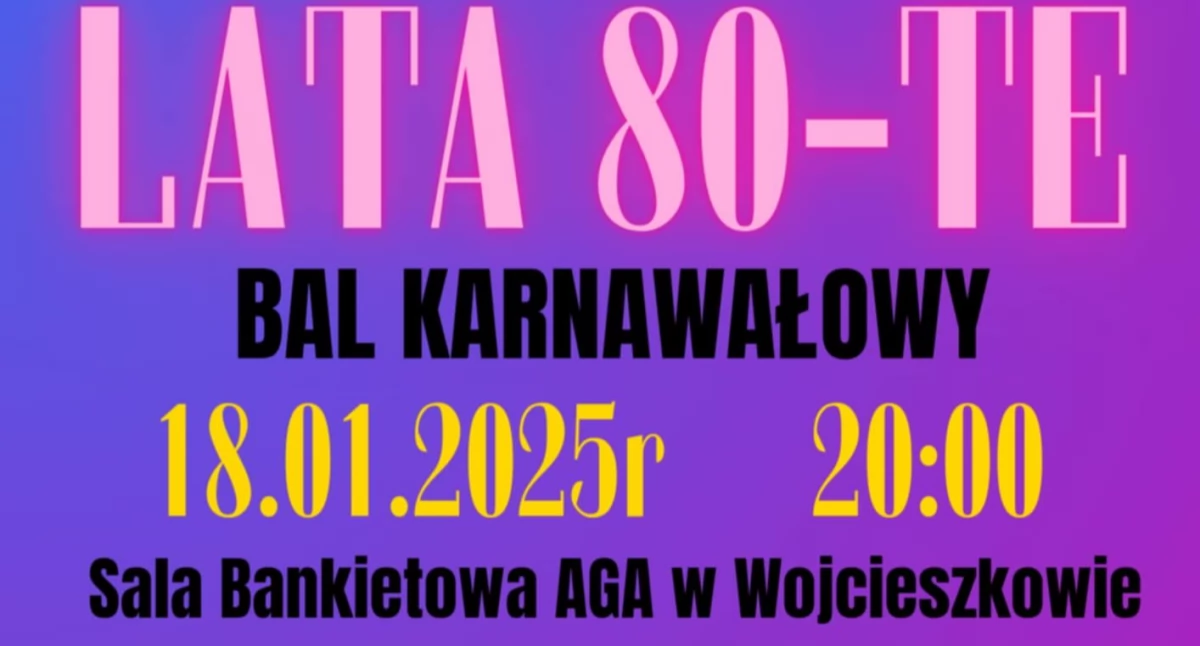 Karnawałowe szaleństwo w stylu lat 80. w Wojcieszkowie. Impreza, której nie możesz przegapić!