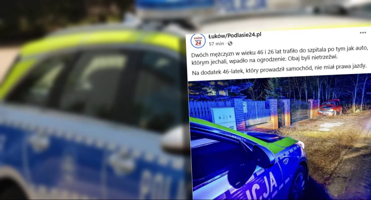 Dramatyczny wypadek w Wólce Świątkowej! Auto wpadło na ogrodzenie, dwóch pijanych mężczyzn w szpitalu!