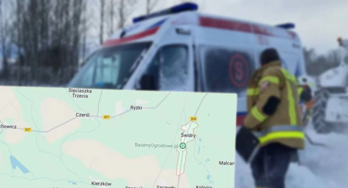 Ślisko na drogach w powiecie łukowskim. Karetka pogotowia wpadła do rowu na DW 808! 