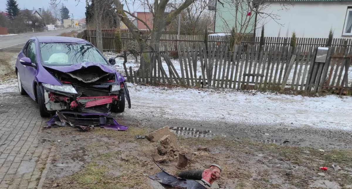 Kolizja samochodowa w Dąbiu - interwencja OSP i policji