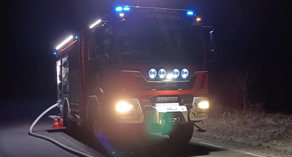 Pożar traw w gminie Łuków! Strażacy z Gręzówki w akcji