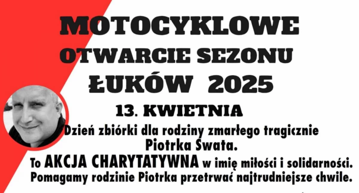 Motocykliści z Łukowa ruszają z pomocą! Charytatywna akcja ku pamięci tragicznie zmarłego Piotra Swata