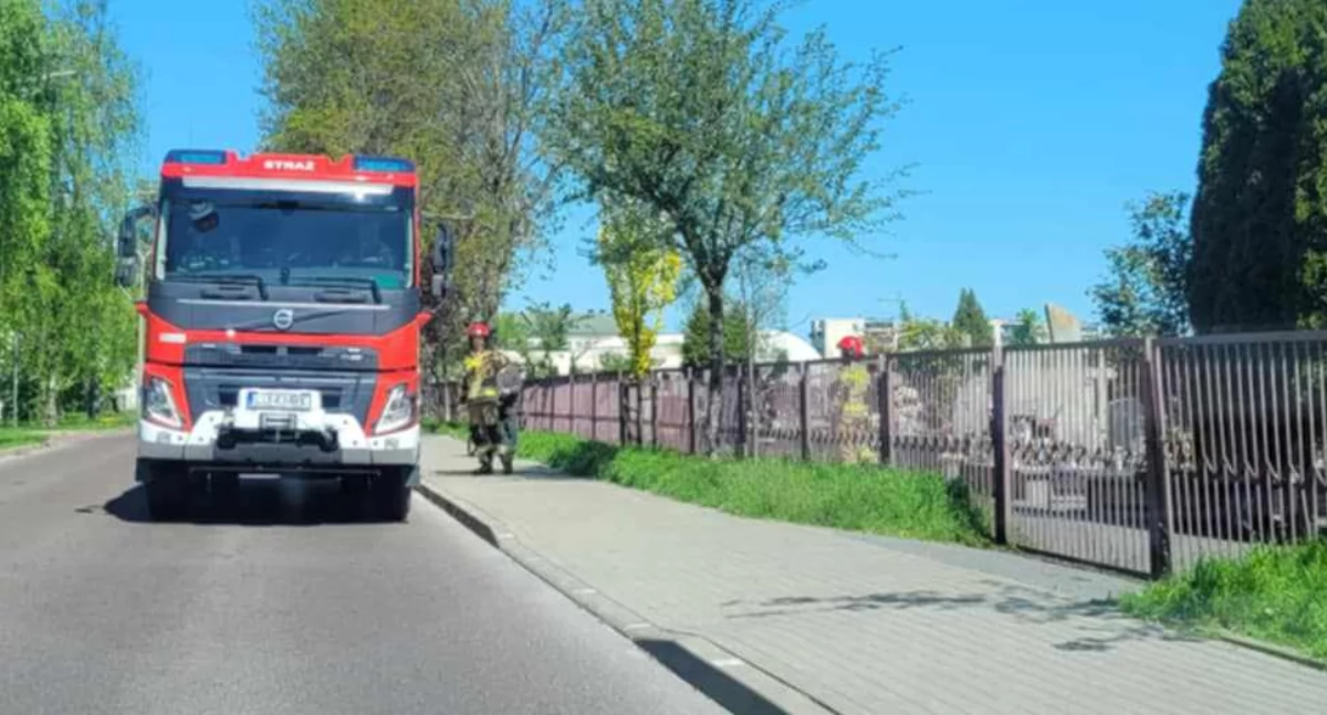 Pożar na cmentarzu św. Rocha w Łukowie. Szybka interwencja strażaków zapobiegła tragedii